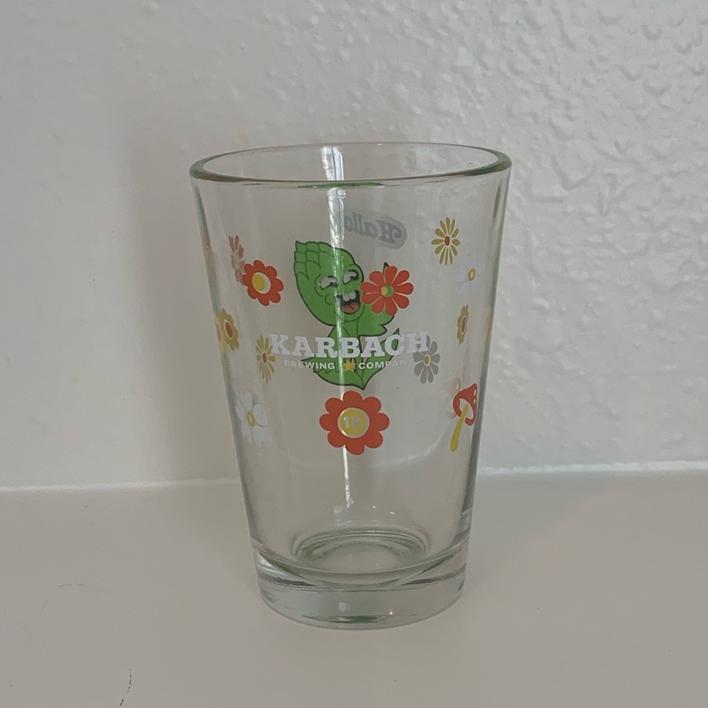 Floral Karbach Beer Drinking Glass
